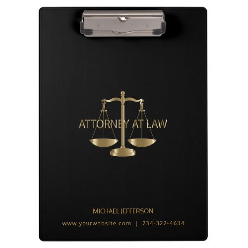 Attorney at Law _ Black and Gold Clipboard
