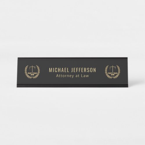 Attorney at Law  _ Black and Gold Desk Name Plate