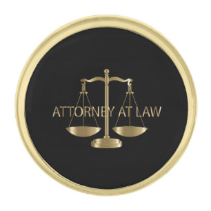 Attorney at Law - Black and Gold Finish Lapel Pin