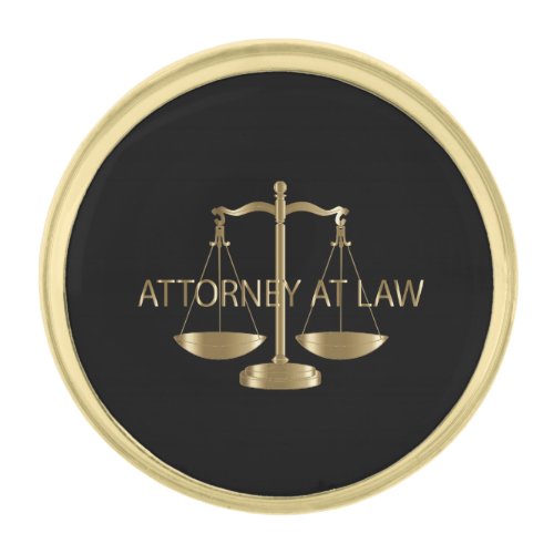 Attorney at Law _ Black and Gold Gold Finish Lapel Pin