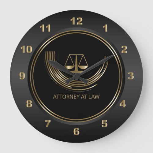 Attorney at Law _ Black and Gold Large Clock