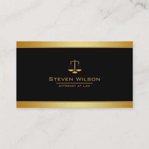 Attorney At Law Black and Gold Legal Scale Business Card