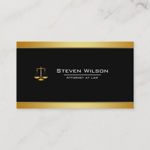 Attorney At Law Black and Gold Legal Scale Business Card