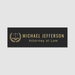 Attorney at Law - Black and Gold Name Tag