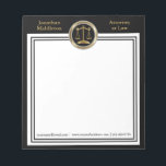 Attorney at Law - Black and Gold Notepad<br><div class="desc">Attorney at Law Notepad ready for you to personalize. 📌If you need further customization, please click the "Click to Customize further" or "Customize or Edit Design"button and use our design tool to resize, rotate, change text color, add text and so much more.⭐This Product is 100% Customizable. Graphics and / or...</div>