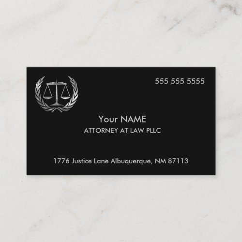 Attorney at Law Black and Silver Business Card