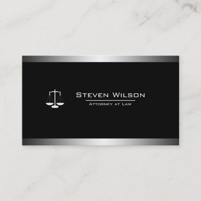 Attorney At Law Black and White Legal Scale Business Card (Front)