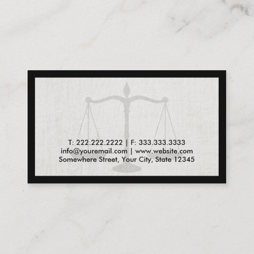 Attorney at Law Black Border Linen Background Business Card | Zazzle