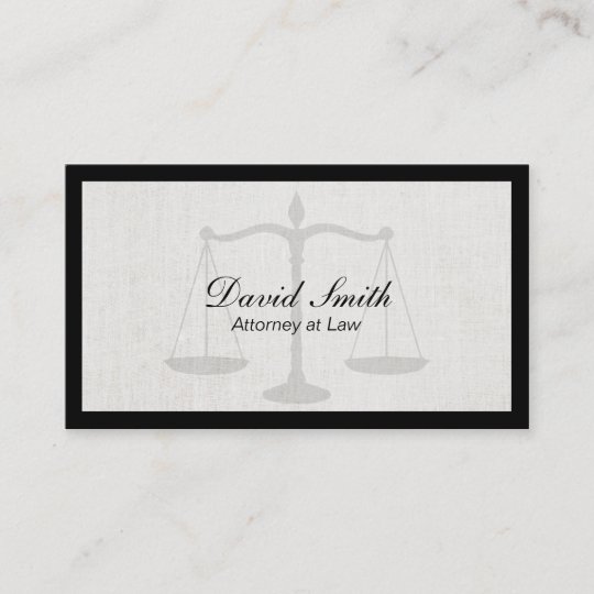 Attorney At Law Black Border Linen Background Business Card 