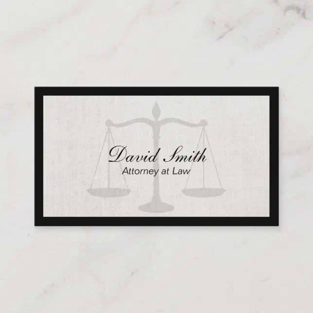 Attorney At Law Black Border Linen Background Business Card 