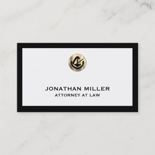 Attorney at Law Black Framed Gold Legal Emblem Business Card