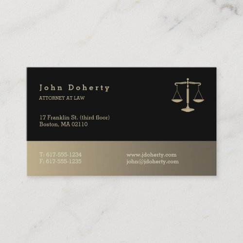 Attorney at Law  Black Gold Business Card