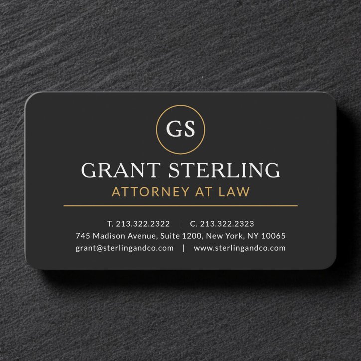 Attorney At Law Black Gold Professional Business Card