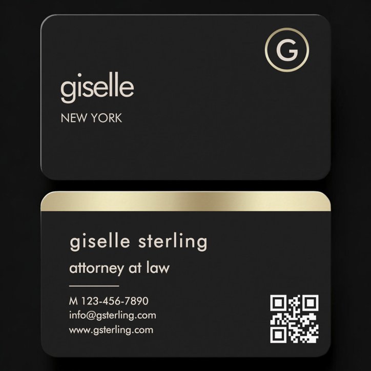 Attorney At Law Black Gold QR Code Business Card