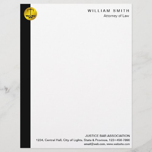 Attorney At Law Black Gold Scale Lawyer Justice Letterhead