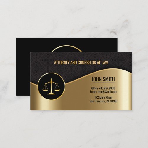 Attorney at Law Black  Gold Scales Business Cards