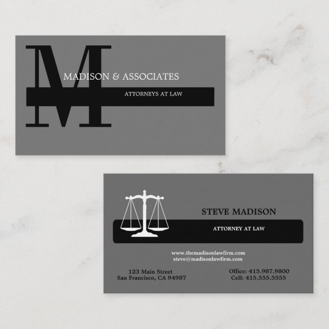 Attorney at Law Black & Grey Business Cards (Front/Back)