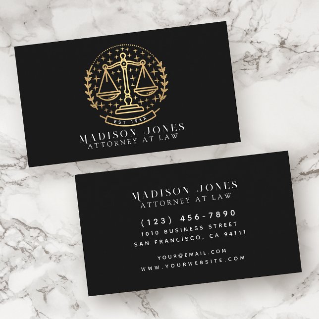 Attorney at Law Black Lawyer Business Card (Creator Uploaded)