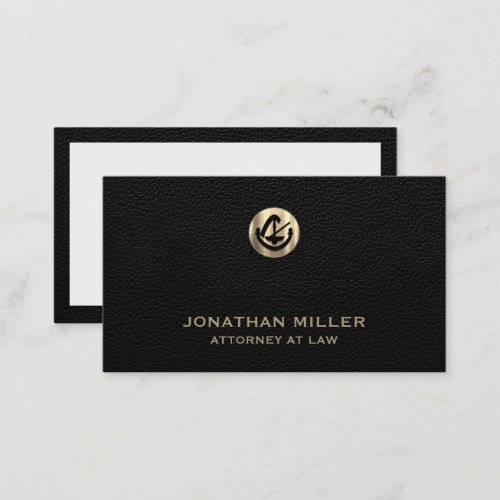 Attorney at Law Black Leather Print Business Card