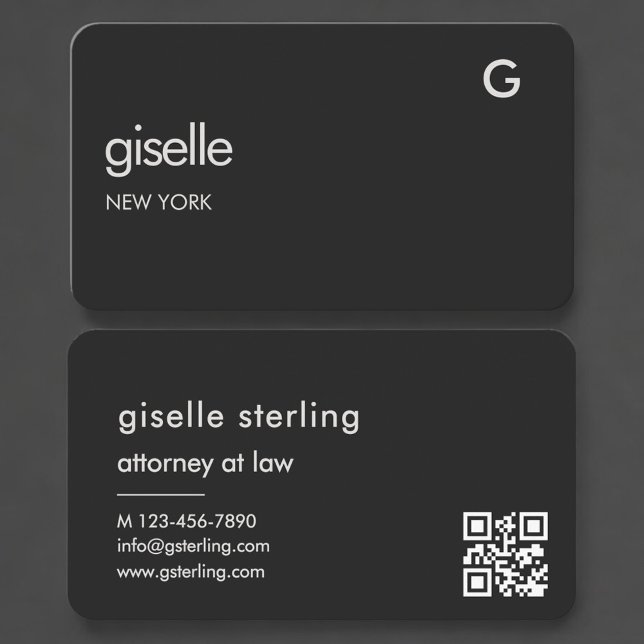 Attorney at Law Black QR Code Business Card (Creator Uploaded)