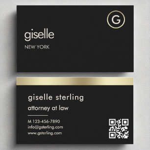 Attorney at Law Black QR Code Gold Foil Business Card
