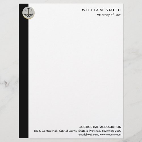 Attorney At Law Black Scale Lawyer Justice Letterhead