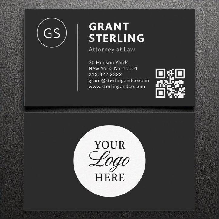 Attorney At Law Black White Logo QR Code Business Card