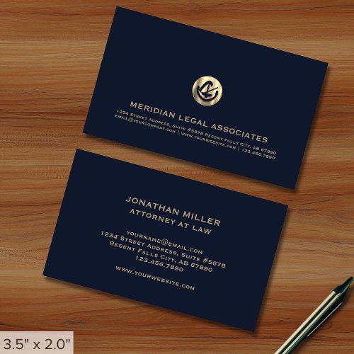Attorney at Law Blue and Gold Business Card