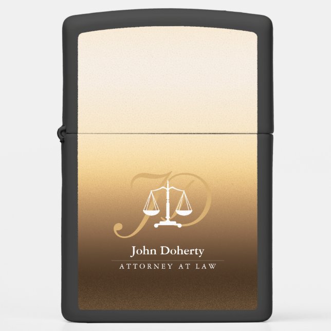 Attorney at Law | Bronze Scales of Justice Zippo Lighter (Front)