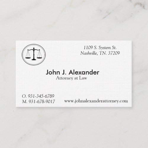 Attorney at Law Business 35 x 20 100 White Business Card