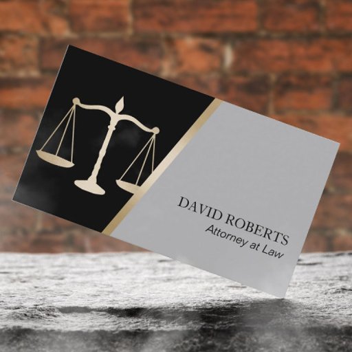 Customizable Attorney at Law Classic Black &amp; Gold Lawyer Business Card