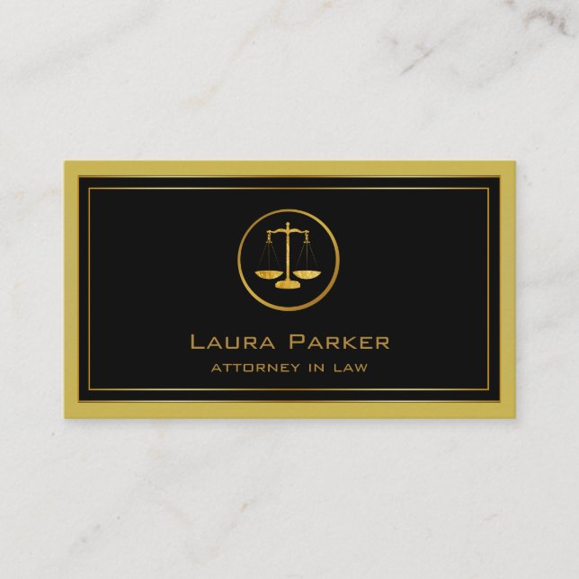 Attorney At Law Classic Gold Scale Professional Business Card (Front)