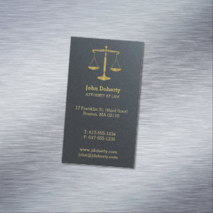 Attorney at Law Classic Golden Scales of Justice Business Card Magnet