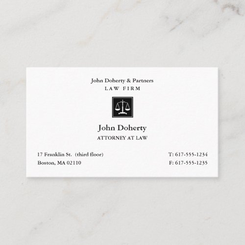 Attorney at Law  Classic Lawyer Black Business Ca Business Card