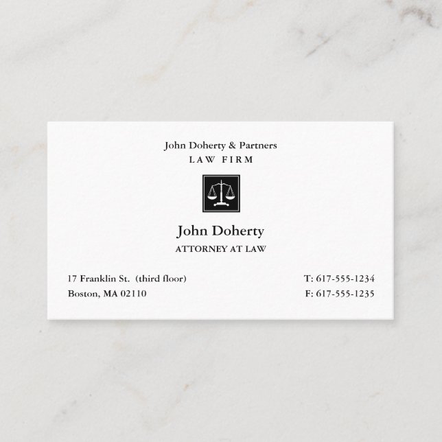 Attorney at Law | Classic Lawyer Black Business Ca Card (Front)