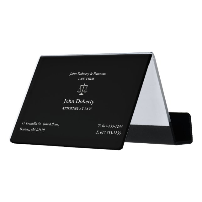 Attorney at Law | Classic Lawyer Desk Business Card Holder (Angled Back)