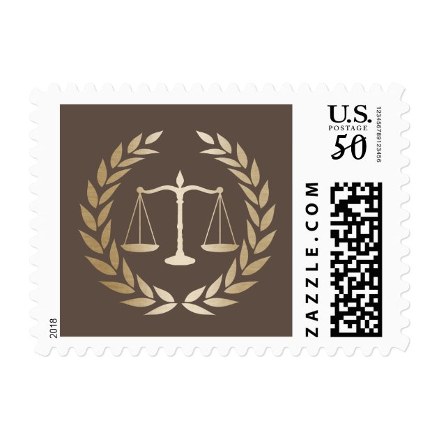 Attorney At Law Classy Brown & Gold Lawyer Postage