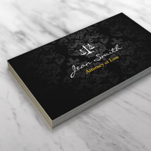 Classy Dark Damask Attorney/Lawyer Business Card
