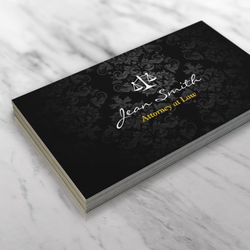 Customizable Classy Dark Damask Attorney/Lawyer Business Card