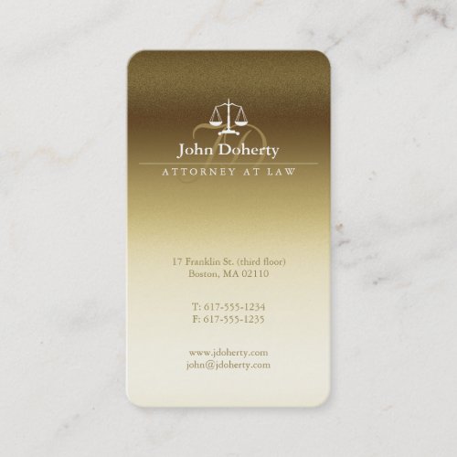Attorney at Law  Classy Golden Scales of Justice Business Card