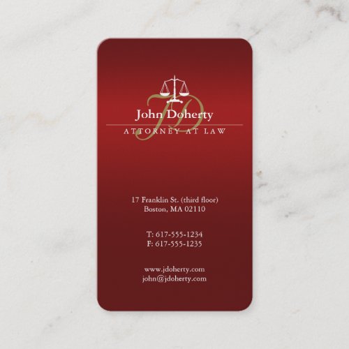 Attorney at Law  Classy Scales of Justice Business Card