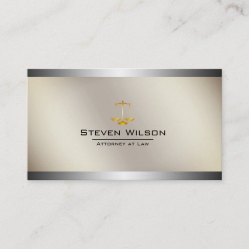 Attorney At Law Cream White Gold Legal Scale Business Card