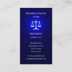 Attorney at Law Dark Blue Glowing Business Card