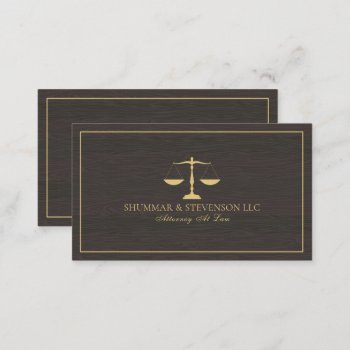 Attorney At Law-dark Faux Wood Texture Business Card by artOnWear at Zazzle