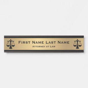 Attorney at Law Door Signs Lawyer Gold Long Name
