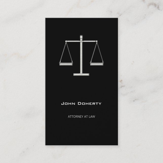ATTORNEY AT LAW | Elegant Black Business Card (Front)