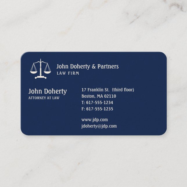 Attorney at Law | Elegant Blue Business Card (Front)