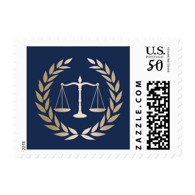 Attorney At Law Elegant Blue & Gold Lawyer Postage