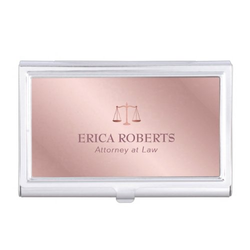 Attorney at Law Elegant Foil Rose Gold Lawyer Business Card Case