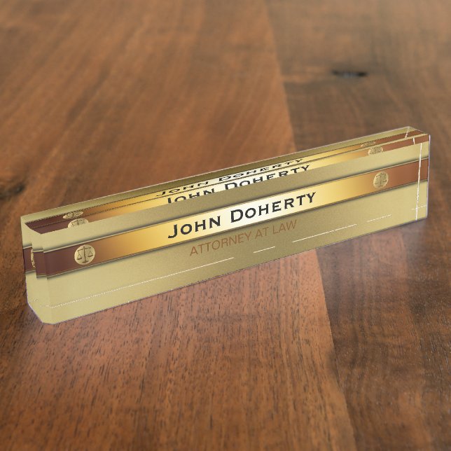 ATTORNEY AT LAW | elegant gold Name Plate (Side)